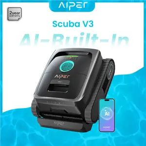 AIPER Scuba V3 AI Vision Cordless Robotic Pool Cleaner, Include Wireless Charging Dock, Smart Waterline Parking & Featherlight Design, Micromesh Multi-Layer Filtration, Blue