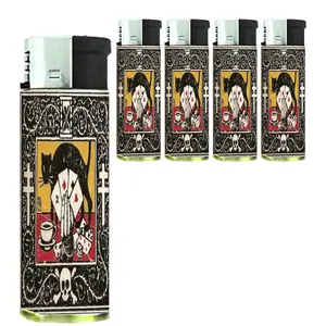 Set of 5 Black Cat Lucky Icons Print Pocket Lighter