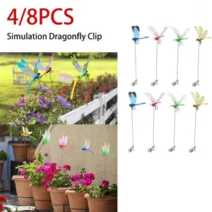 3D Dragonfly Garden Stakes Decor,Fly Deterrent,Dragonfly Humming Bird Stakes,Deer and Horse,Bird and Fly Scare Devices for Indoor Outdoor Garden