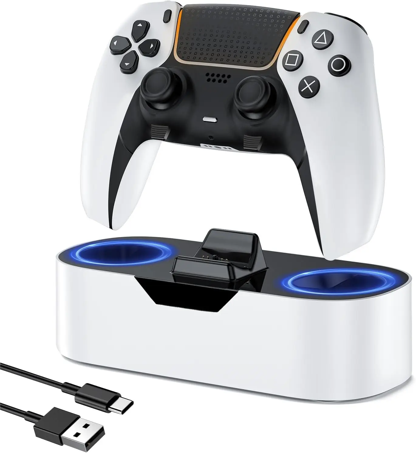 PS5 Controller Charger Station, Fast  Dock for  5 Controllers, Single Controller  Stand Replacement for PS5 Controller & DualSense Edge Controller, White