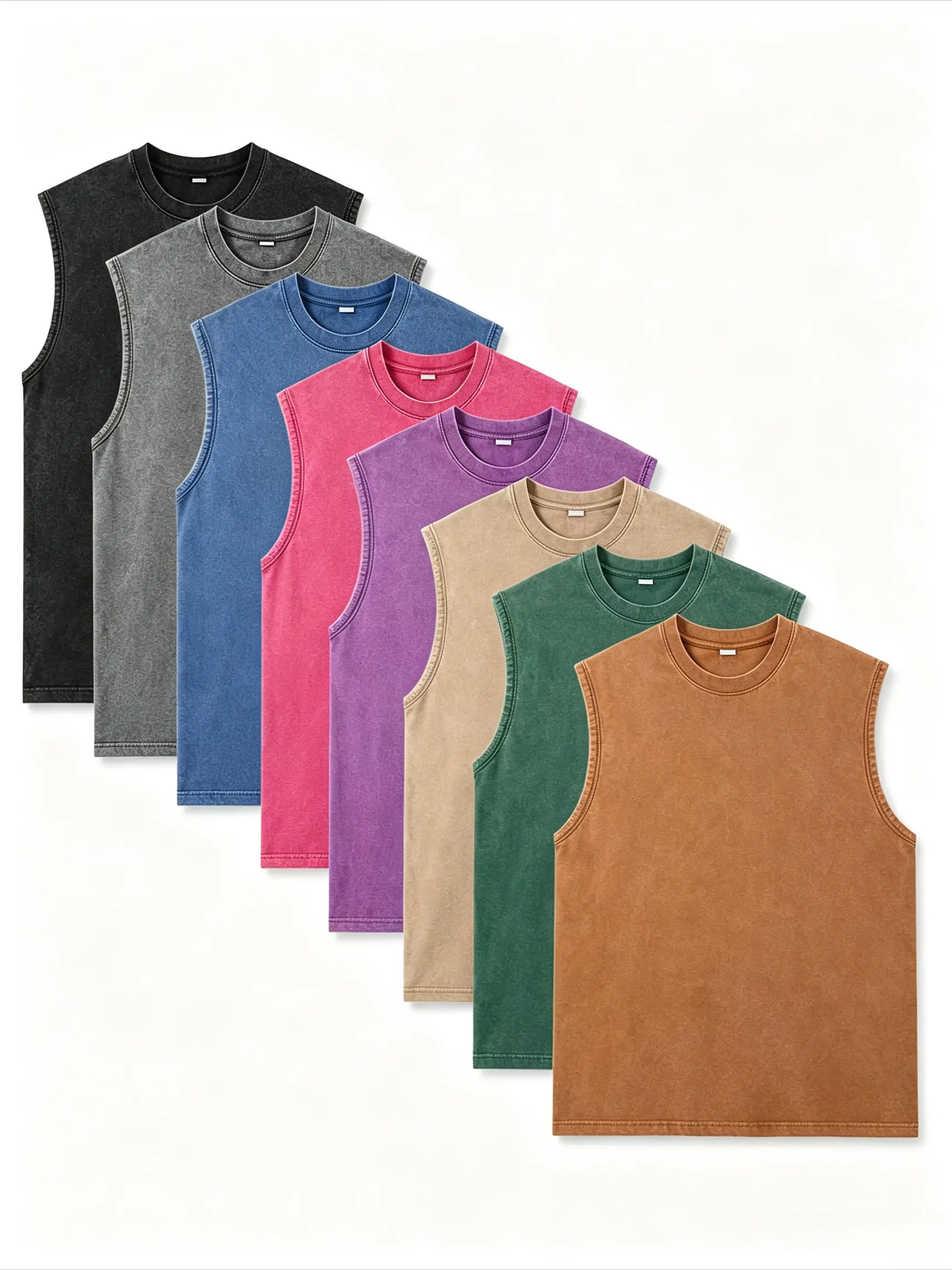 Men's Vintage Wash Muscle Tank, Stylish Oversized Relaxed Fit Cotton Sleeveless Top for Gym and Summer Streetwear, Fabric, Menswear, Tops, Athletic, Soft, Tee, Casual, Tank Top