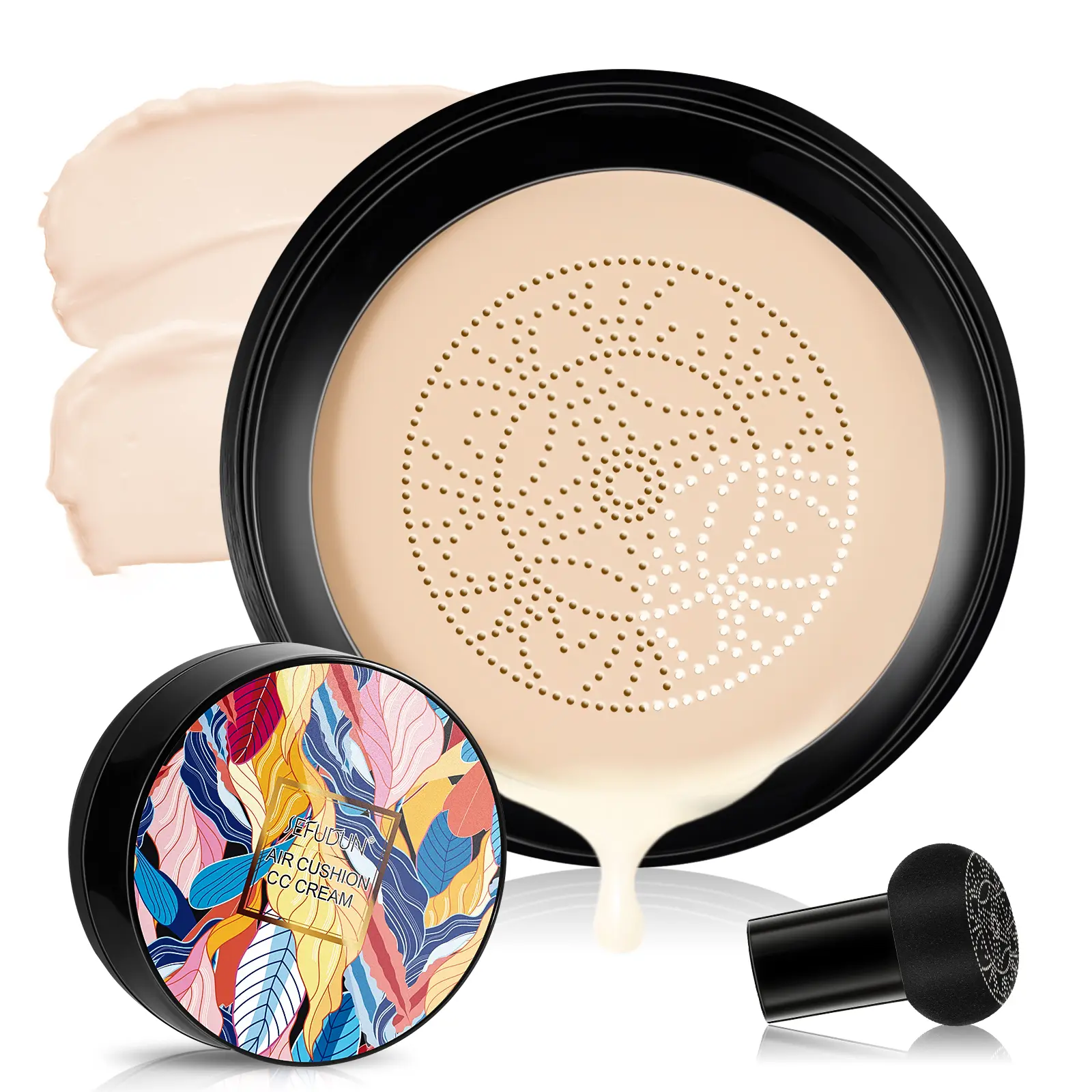 Sefudun Mushroom Head Air Cushion CC Cream - Long-Lasting, Hydrating, Moisturizing, Waterproof Cosmetic for Normal Skin with Concealer & Face Makeup Protection, Moisturize, Hydrate