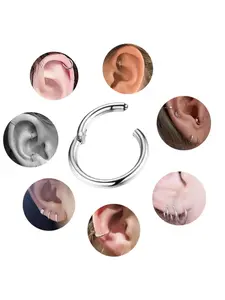1/5pcs 8mm 10mm Hinged Septum Nose Ring Hinged Nose Hoops Stainless Steel Clicker Segment Lip Cartilage Helix Piercing Earrings Body Jewelry 16G