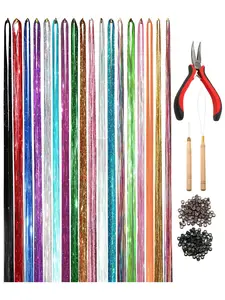 18 Colors Clip-In Hair Extensions Set, Medium Length Wigs for Girls & Women, Perfect for Christmas, New Year, Halloween Cosplay Parties, Straight Hair Weave, Synthetic Hair Piece, Straight Synthetic Hairpieces