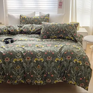3pcs Vintage Floral Duvet Cover Set (1 Duvet Cover + 2 Pillowcases), 100% Polyester Soft Breathable Bedding, Retro Botanical Print, No Comforter Included, All-Season Bedroom Decor