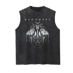 Bad Omens Washed Tank Top, Gym Essential, Vintage Casual Crewneck Sleeveless Menswear T-shirts Classic Cotton Fabric Streetwear