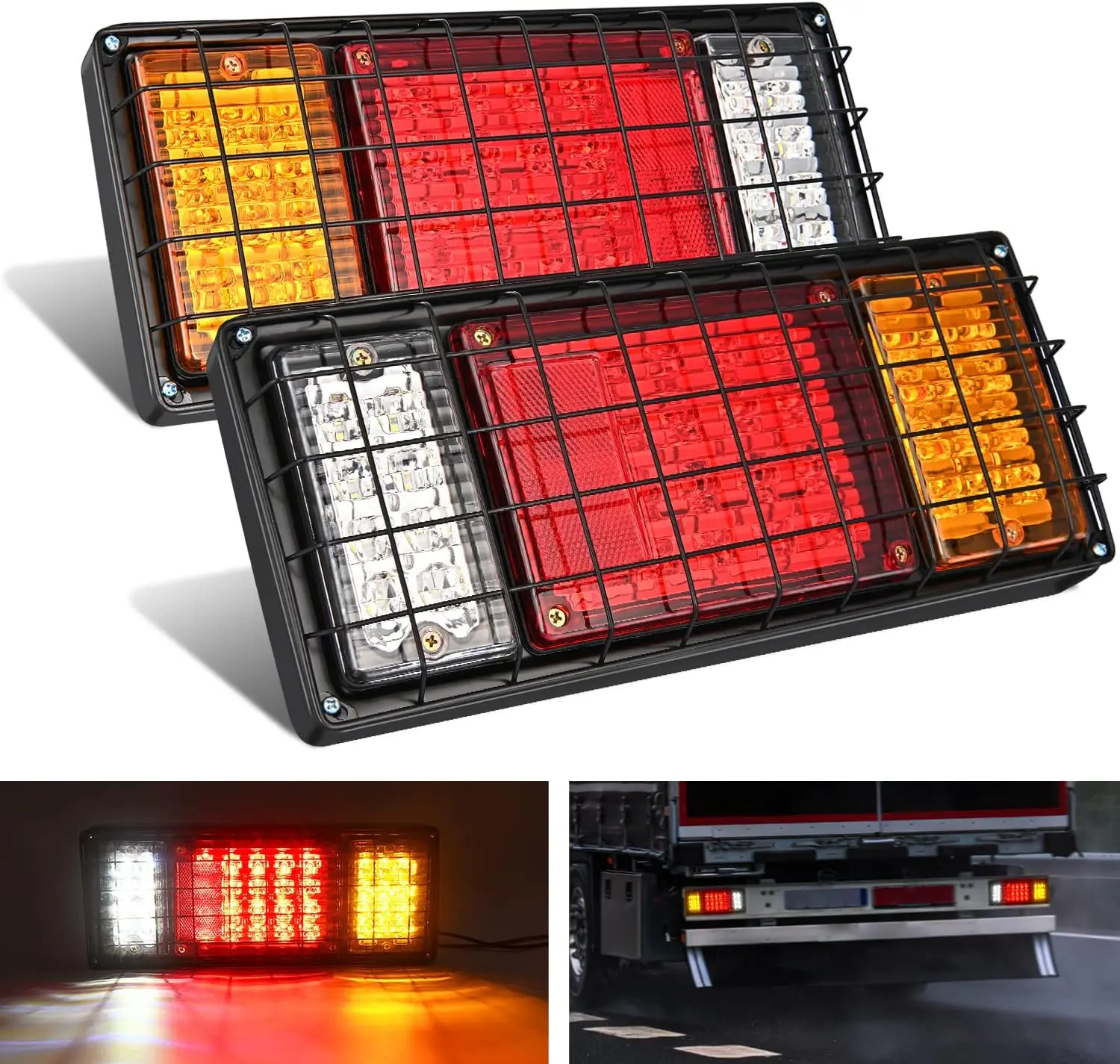 Nilight 2PCS 40-LED Rear Tail Light Assemblies - Waterproof Car Lighting with Running, Brake, Turn Signal, Reverse Functions for 10-30V Trucks, RVs (Father's Day Gift)