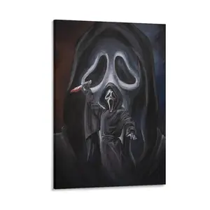 Eerie Ghostface - Inspired Canvas Mural, A Stunning Poster for Scream's - Themed Art Studios Canvas Poster Bedroom Decor Sports Landscape Office Room Decor Gift Frames Wall