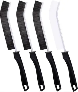 Ginsco 4Pcs Crevice Cleaning Brush Hard Bristle Multifunctional Brush for Household Use in Kitchen, Bathroom, and Grout Cleaner