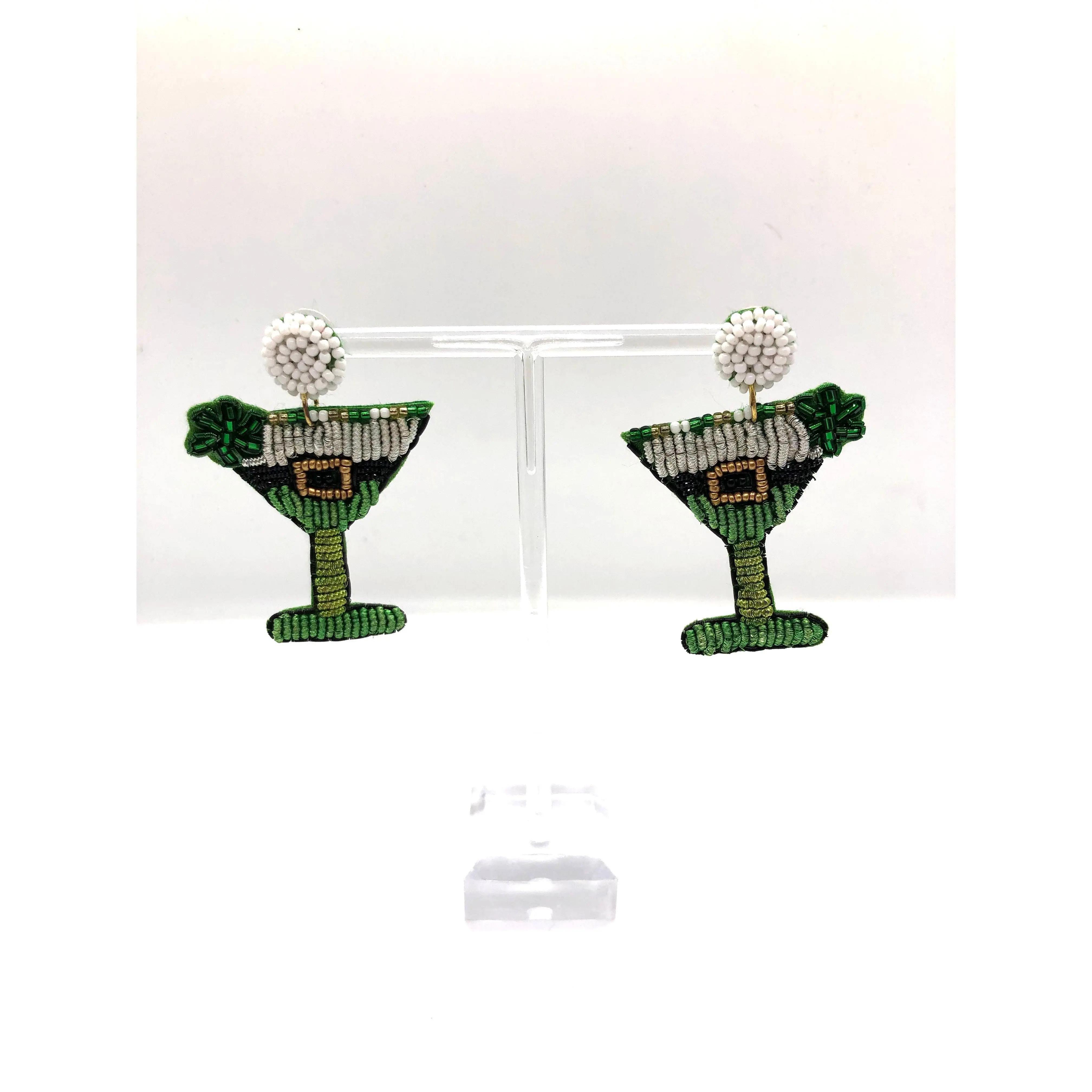 St. Patrick's Day Martini Glass Earring