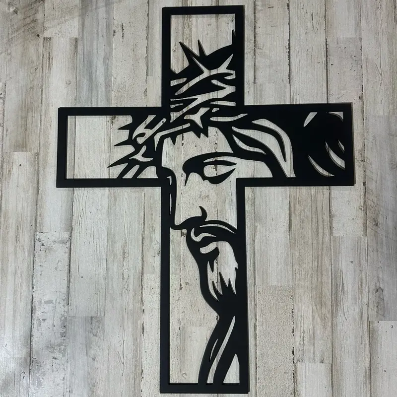 Jesus Cross Metal Sign - Decorative Wall Art for Home and Office