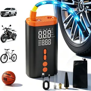 Portable Car Tire Inflator Pump 150PSI Digital Display Air Pump with LED Lighting, Wireless USB-C Rechargeable, Compact & Lightweight, Suitable for inflating Balls, Bicycles, Motorcycles and Car Tires.