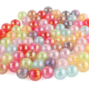 20mm Cracked Beads, 20pcs/set Colorful Round Beads for Diy Jewelry Making, Diy Beading Supplies for Bracelet Necklace Earrings Pendant