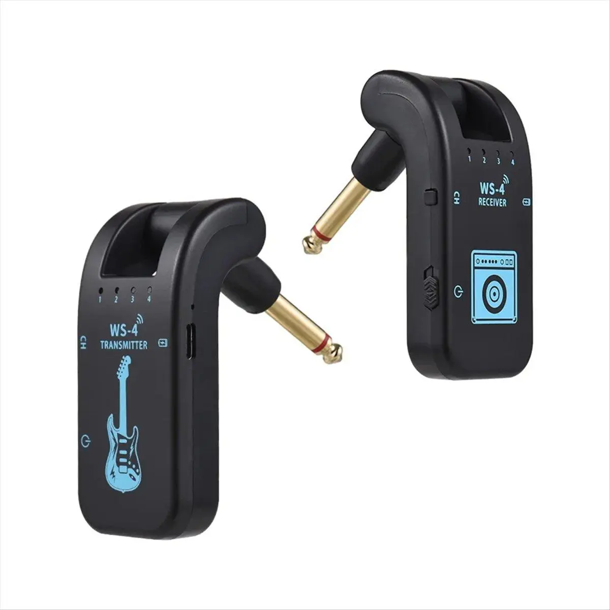 2.4G Wireless Guitar System Rechargeable Guitar Transmitter Receiver 48K/16bit Real-Time Transmission Rotatable Plug,B