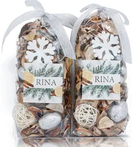 Christmas Potpourri Bags,Cotton Scented Winter Potpourri Bowl Filler Dried Flower, Home Fragrance Sachet of Petal, Vase Filler Holiday Decor, 8.4 oz(Silver and White)
