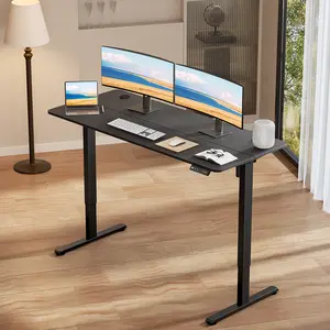 VVENACE Electric Standing Desk 55"x24" Height Adjustable Sit Stand Desk with 3 Memory Presets & Anti-Collision System for Home Office Black