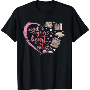 Cute Retro Reading Book Reader Women Valentine T-Shirt