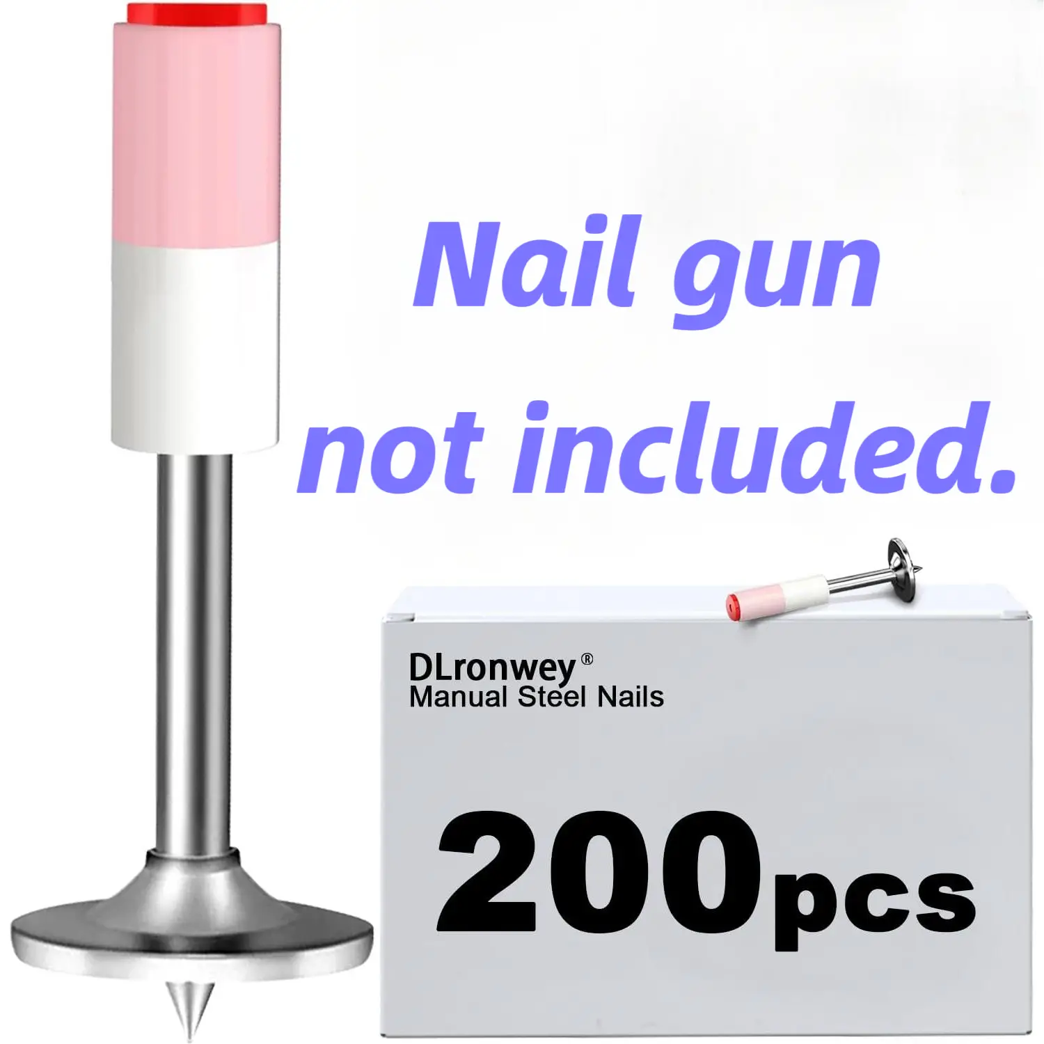 200 Pieces 7.3mm Round Steel Nails for Concrete Nail Gun Wall Fastening Manual Gun Accessories Home Improvement Tools Machine Part