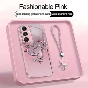 Suitable for [Galaxy A16 5g] high-end phone case，a beautiful four-leaf clover lanyard is included,Premium heart pattern,a variety of colors are available for you to choose from YM99