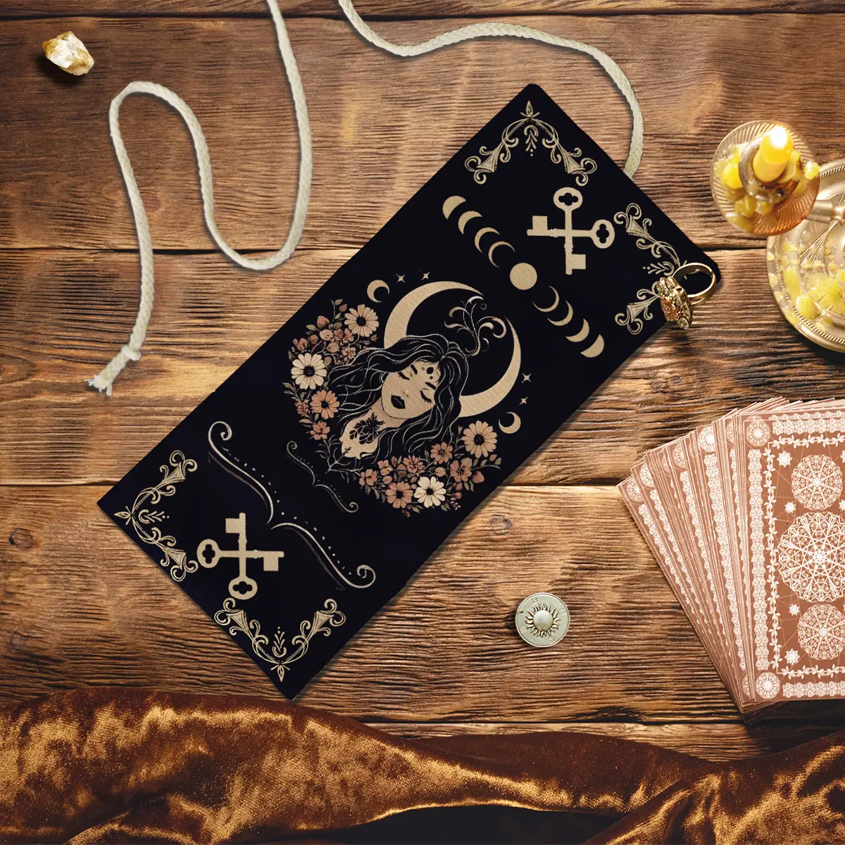 1 Piece Retro-Style tarot card storage bag, mysterious rune decorated storage bag, polyester storage bag, Versatile Storage Bag, creative fabric, suitable for Tarot card storage by Tarot enthusiasts, party games and event supplies.