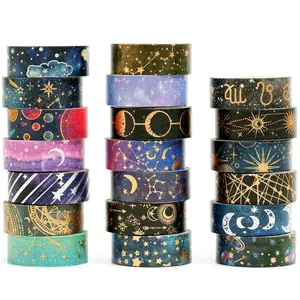 20 Rolls Galaxy Washi Tape Set Constellations Arts Masking Tape -Foil Starry Night Designs Decorative for DIY Crafts,  Journal Supplies, Planners, Scrapbook, Card/ Wrapping