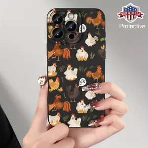 New Farm Chicken Print Trendy And Stylish High-Quality Soft Protective Phone Case for IPHONE 7/8/X/XS/XR/11/12/13/14/15/16 Plus Pro Max Mini, Perfect for Holiday Or Birthday Gifts. Screen Protector Shockproof Smartphone Cover
