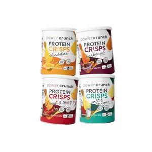 Power Crunch Protein CRISPS Variety, Cheddar, Salt  Vinegar, BBQ, Hot  Spicy, a Style Protein Chip Snack, 12g protein, 1.05 ounces per serving (1 Each Flavor)