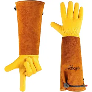 Large Gardening Gloves for Men&Women, Professional Rose Pruning Gloves Thorn Proof, Adjustable Cuff, Breathable Leather Cowhide Long Garden Gloves,Garden Gifts & Tools for Gardener,Yard Work