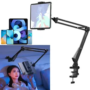 Tablet Holder For Bed, Adjustable Tablet Phone Bed Stand Mount With 360° Rotation, Foldable Metal Arm Holder For iPad/For iPhone/For N-Switch/For Galaxy Tab and All 4-6.7" Wide Devices