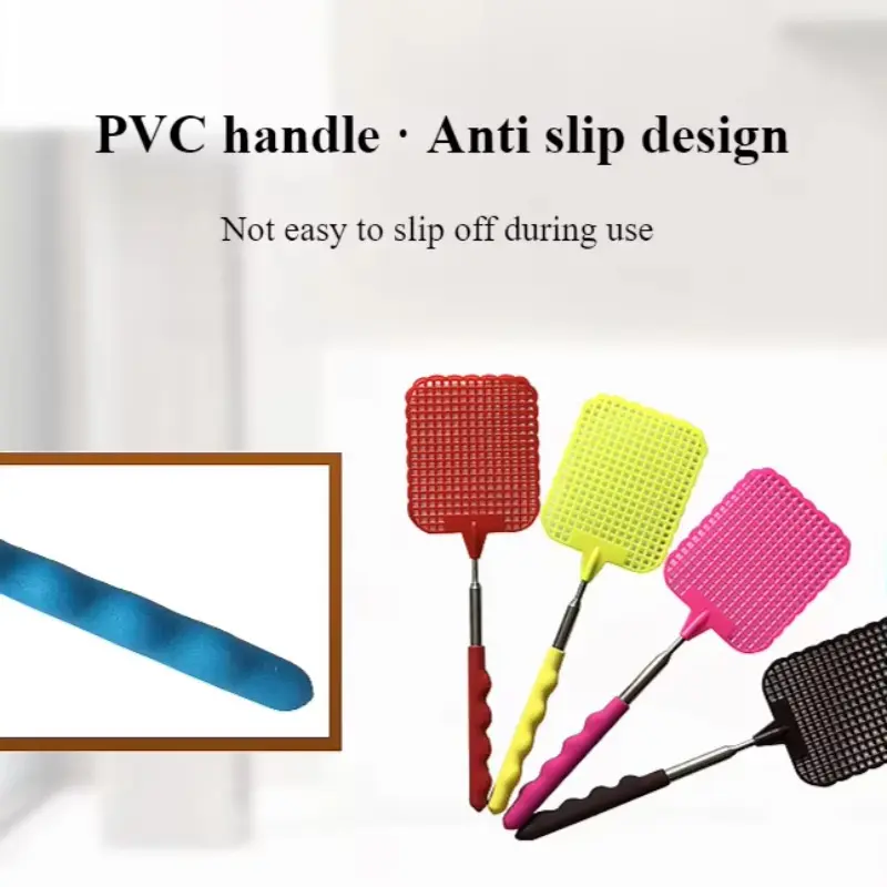 Expandable Fly Swatter Manual Plastic Stainless Steel Rod with Long Handle Mosquito Killer Tool for Home Use, Durable Pest Control Equipment