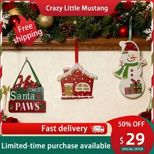Crazy Little Mustang 3ps Christmas-themed Ornaments Set 3ps of Christmas Pattern Tree Decorations Home Party Decorations Modern Comfy Couch Convertible Sofa Couch