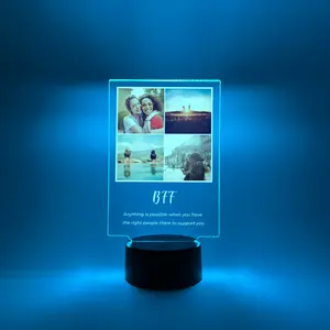 Personalized 4 Photo Custom Collage LED Light-Up Display Stand – Christmas, Family, Anniversary, Birthday Gift, Memory Keepsake, Custom Acrylic Picture Frame