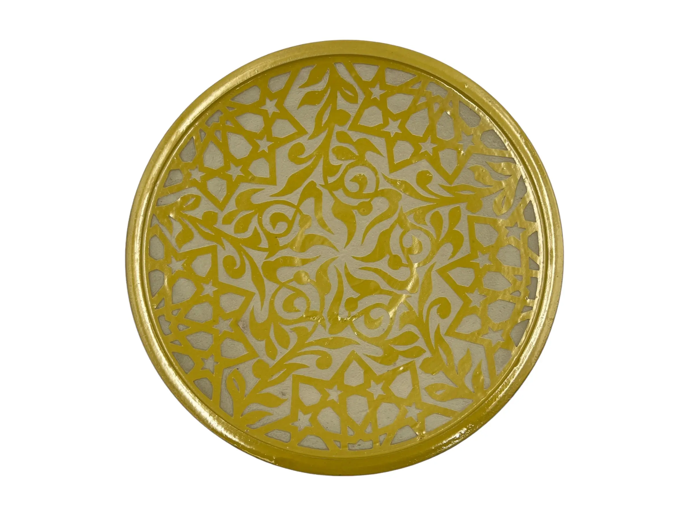 Fez Chisel Tumeric Plates | Handcrafted Fez Clay Pottery – Natural Pigments & Traditional Moroccan Craftsmanship