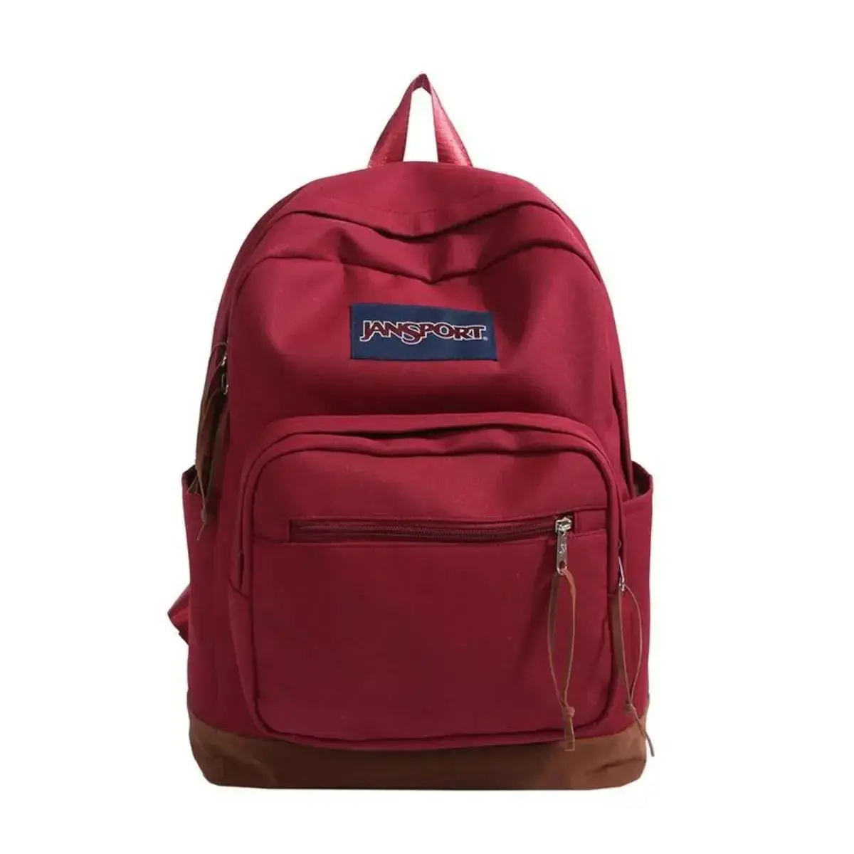Classic Retro Wine Red JanSport Backpack Suede Base Multi Pocket Water Resistant Bookbag For College High School