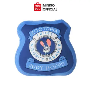 【New Year】MINISO Disney Zootopia Series Police Badge Pillow (Officer Judy), fully stuffed, comfortable support, embroidered craftsmanship, fine short plush, home boutique