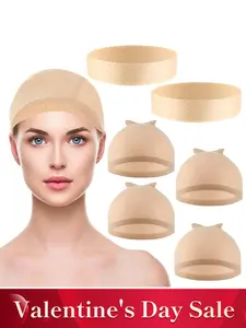 Silicone Wigs Grip Bands with Stocking Wig Caps, Stretchy Nylon Wig Stocking Caps, Silicone Wig Band for Lace Front Wigs, Light, Adjustable Wig Cap