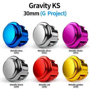 QANBA Gravity KS Arcade Buttons Snap-in Buttons Arcade Game Joystick Accessories Metal Coating 30mm Arcade Joystick DIY Parts (8 pieces)