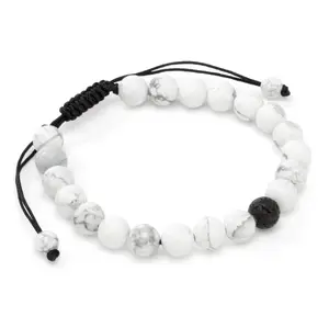 White and Black Beaded Bracelet