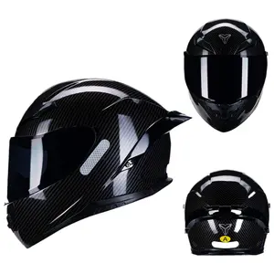 Vintage Cool Full Face Helmet with Big Rear Spoiler Bluetooth Compatible Unisex Motorcycle Electric Bike Riding Helmet for Men Women