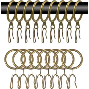 40 Pcs Metal Curtain Rings & Hooks - 30 mm Internal Diameter Decorative Curtain Hanging Rings (Green Bronze)