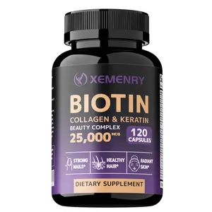 Xemenry - Biotin | Collagen | Keratin | Hair Growth Support, Skin & Nails | 25000 mcg Vitamins B2, B3, B6 & B7 + B1 & Hyaluronic Acid | Dietary Supplement Capsules