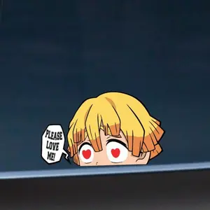 Zenitsu Agatsuma Please love me! Peeking sticker, trendy anime sticker, Ideal for Laptop and Water Bottle Decor, anime sticker waterproof