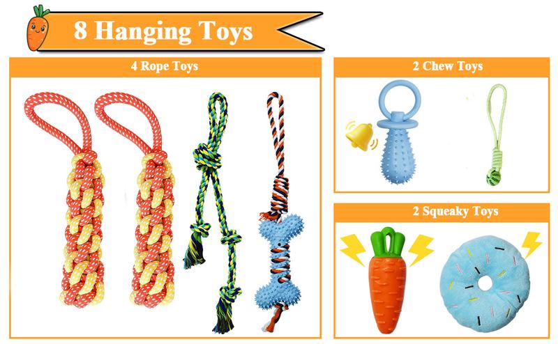 Puppy Play Gym with 8 Hanging Toys for Teething &Chewing, Interactive Activity Center for Small Dogs to Relieve Boredom & Anxiety, Indoor Enrichment Toys to Keep Them Busy