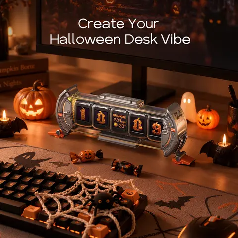 Divoom Times Gate Cyberpunk Rectangular RGB LED Smart Desk Clock - Smart App Control, WiFi Connect, Pixel Art Display, Personalized Dashboard, Room Decor, Halloween & Christmas Decor, Desk Gadgets, Cool Gifts for Adults, Anniversary Gift for Him