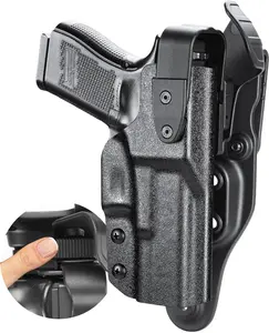 WARRIORLAND Security Holster w/Hook Guard & Rotating Hood Compatible with Glock 19 Gen6,Glock 19 19X 44 45 Gen 3 4 5 & G23 32 Gen 3 4, 2.25 Inch Outside Waistband, Adj. Retention&Ride Height, Right