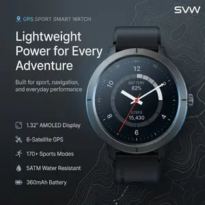 DM76 Outdoor Smart Watch with 6-Satellite GPS Precise Positioning Compass Barometer Altitude 360mAh Long Battery Life Bluetooth Calling Sport Modes for Hiking Cycling and Climbing