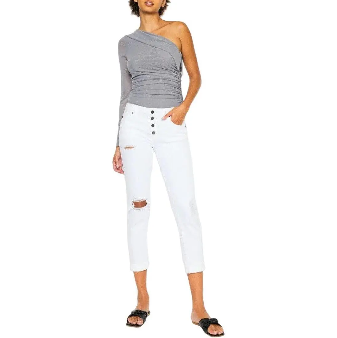 Kancan - Women's Dark Wash Five Pocket Button Fly mid Rise Denim Jeans - KC5118 - Final Sale