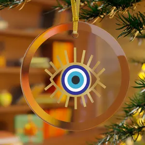 Evil Eye with Gold Lashes Glass Ornament