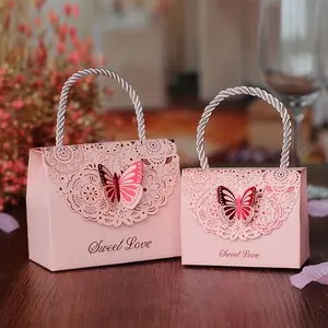 Hollow Out Butterfly Wedding Candy Box Party Favor Bags - 10pcs with Handles, Available in 2 Sizes, Cheapest Items Available, Small Business Supplies