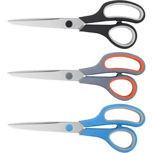 Scissors, 8.5 Inch Multipurpose Scissors Bulk Set of 3 Pack, Ultra Sharp 2.5mm Thick Scissor for Office Home School Sewing Fabric Craft Supplies, Soft Comfort-Grip Right/Left Hand